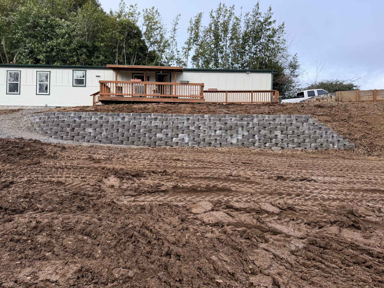 Curved Block Retaining Wall & Drainage, Coos Bay